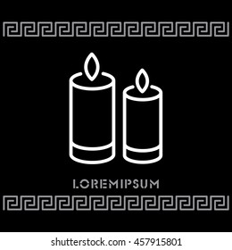 Web line icon. Two candles. 