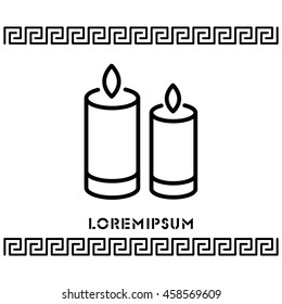 Web line icon. Two candles. 