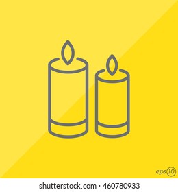 Web line icon. Two candles. 