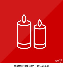Web line icon. Two candles. 