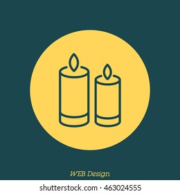 Web line icon. Two candles. 