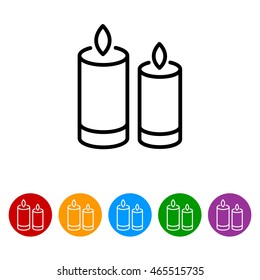 Web line icon. Two candles. 