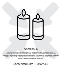 Web line icon. Two candles. 