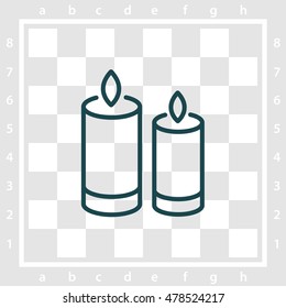 Web line icon. Two candles. 