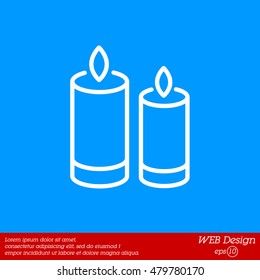 Web line icon. Two candles. 