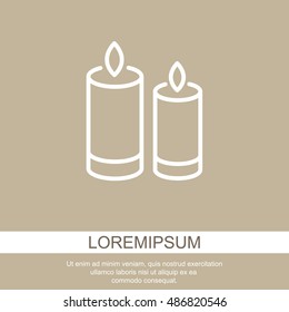 Web line icon. Two candles. 