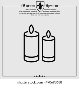 Web line icon. Two candles. 