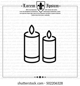 Web line icon. Two candles. 