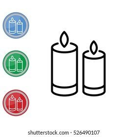 Web line icon. Two candles. 