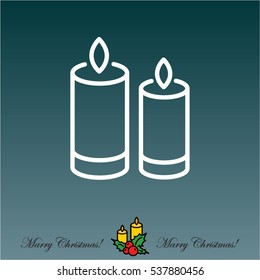 Web line icon. Two candles. 