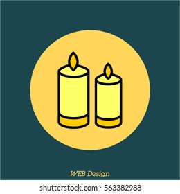 Web line icon. Two candles. 