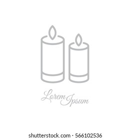 Web line icon. Two candles. 