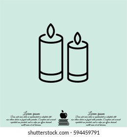 Web line icon. Two candles. 