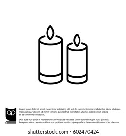 Web line icon. Two candles. 