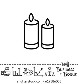 Web line icon. Two candles. 