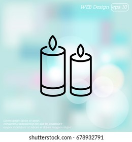 Web line icon. Two candles. 