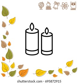 Web line icon. Two candles. 