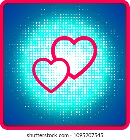 Web line icon. Two hearts.