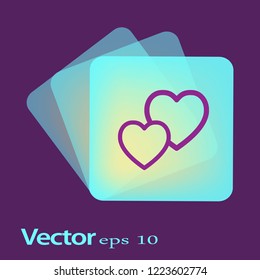 Web line icon. Two hearts.