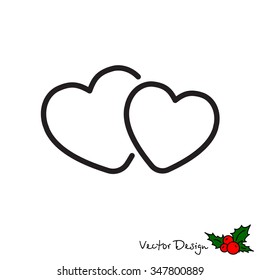 Web line icon. Two hearts.