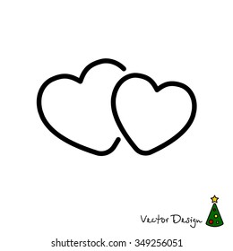 Web line icon. Two hearts.