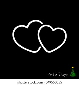 Web line icon. Two hearts.