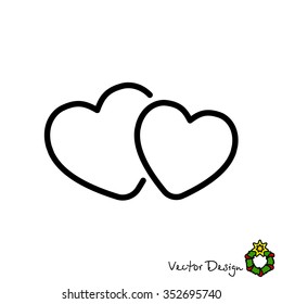 Web line icon. Two hearts.