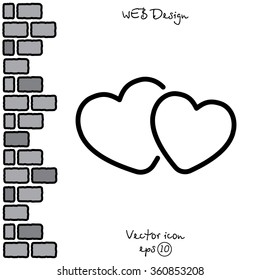 Web line icon. Two hearts.