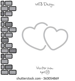 Web line icon. Two hearts.