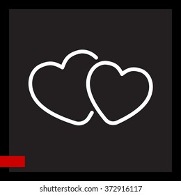 Web line icon. Two hearts.