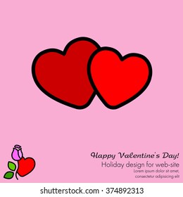 Web line icon. Two hearts.