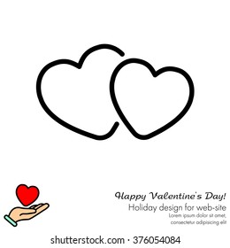 Web line icon. Two hearts.