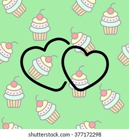Web line icon. Two hearts.