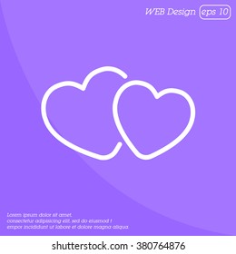 Web line icon. Two hearts.