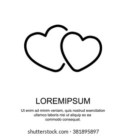 Web line icon. Two hearts.