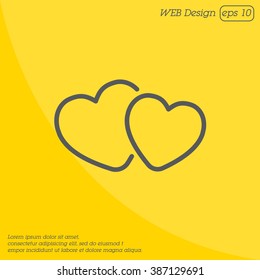 Web line icon. Two hearts.
