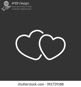 Web line icon. Two hearts.
