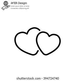 Web line icon. Two hearts.