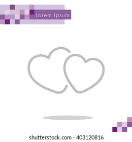Web line icon. Two hearts.