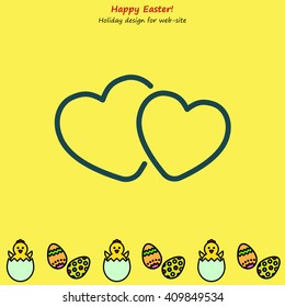 Web line icon. Two hearts.