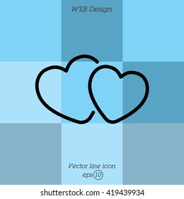 Web line icon. Two hearts.