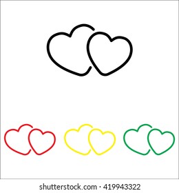 Web line icon. Two hearts.