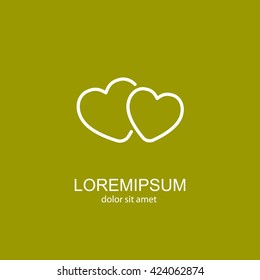 Web line icon. Two hearts.