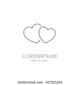 Web line icon. Two hearts.
