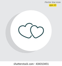 Web line icon. Two hearts.
