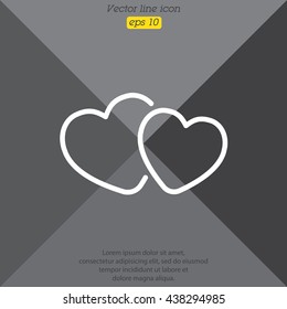 Web line icon. Two hearts.
