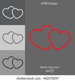 Web line icon. Two hearts.
