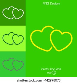 Web line icon. Two hearts.