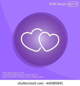 Web line icon. Two hearts.