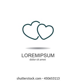 Web line icon. Two hearts.